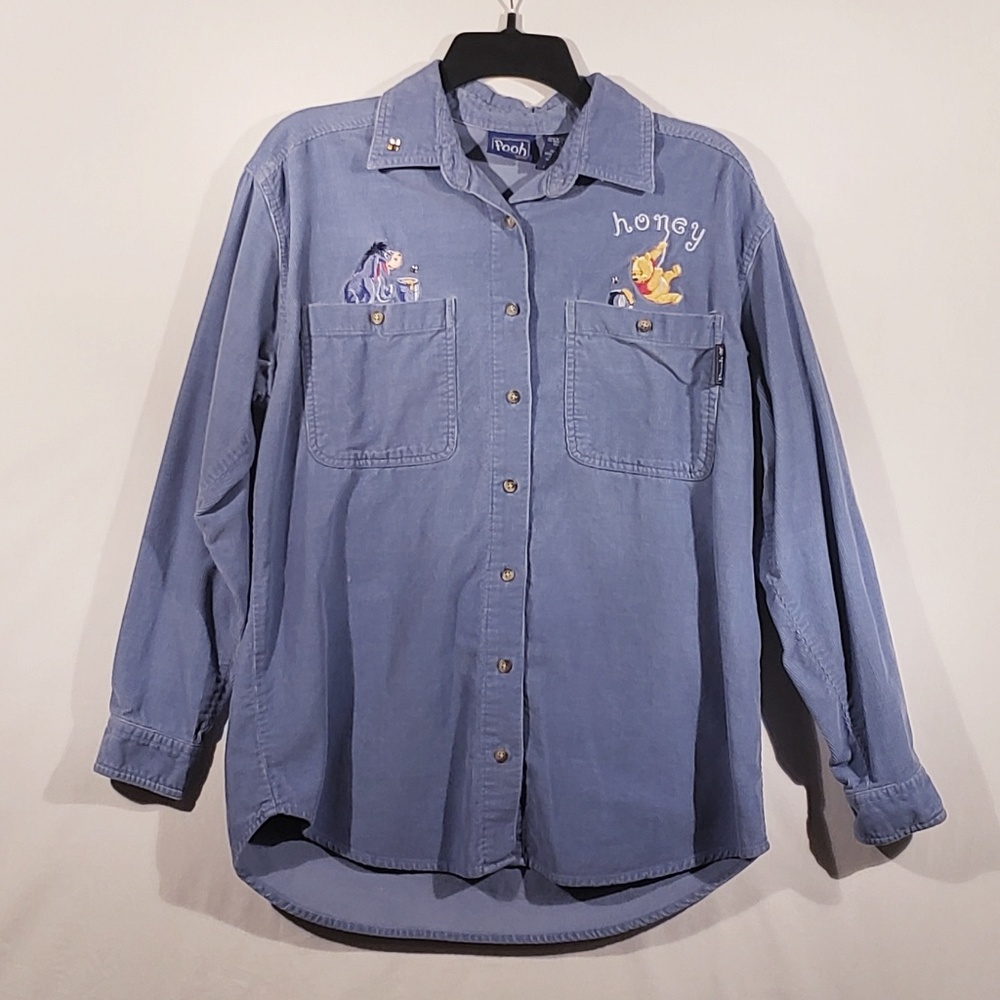 Vintage Disney Pooh corduroy button blue small